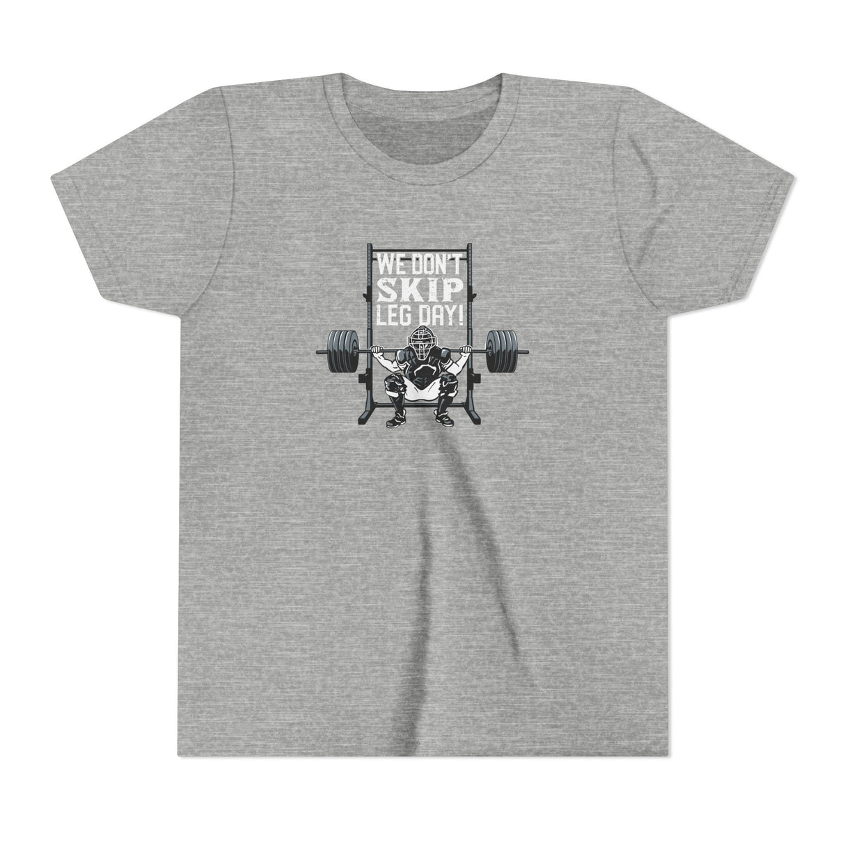 We Don't Skip Leg Day Youth T-Shirt - Athletic Heather