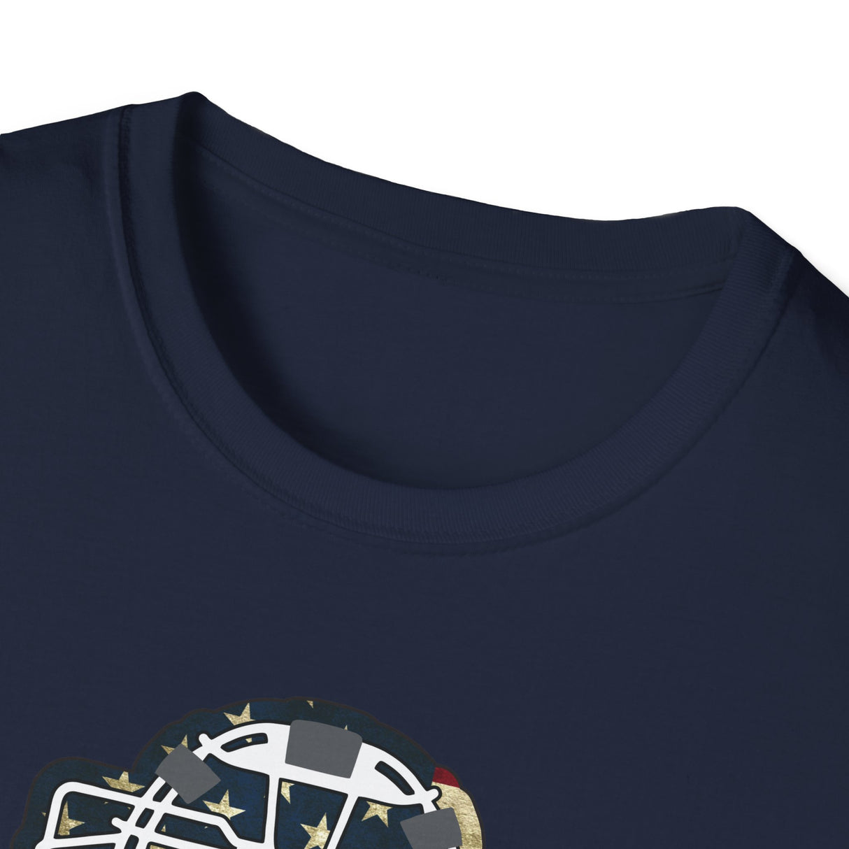 American Flag Mask Unisex T-Shirt - Navy Collar