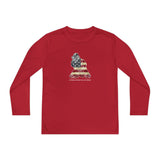 American Flag Catcher Youth Long Sleeve T-Shirt - Red Front