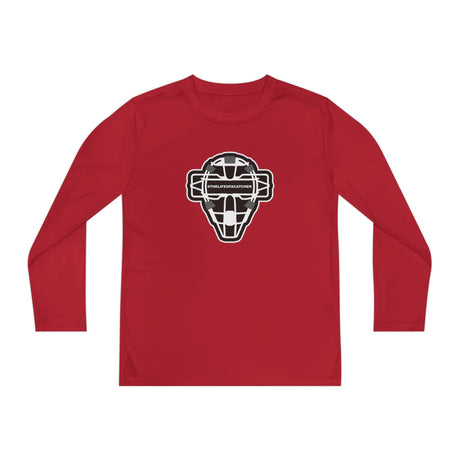The Catching Guy Logo Mask Youth Long Sleeve T-Shirt - Red