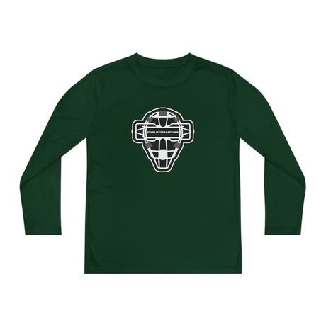 The Catching Guy Logo Mask Youth Long Sleeve T-Shirt - Forest Green