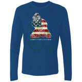 American Flag Catcher Men's Premium Long Sleeve T-Shirt  - Blue