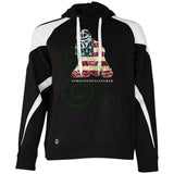 American Flag Catcher Unisex Colorblock Fleece Hoodie - Black/White