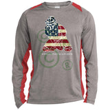 American Flag Catcher Unisex Colorblock Performance Long Sleeve Tee - Heather/Red