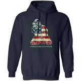 American Flag Catcher Unisex Pullover Hoodie - Navy