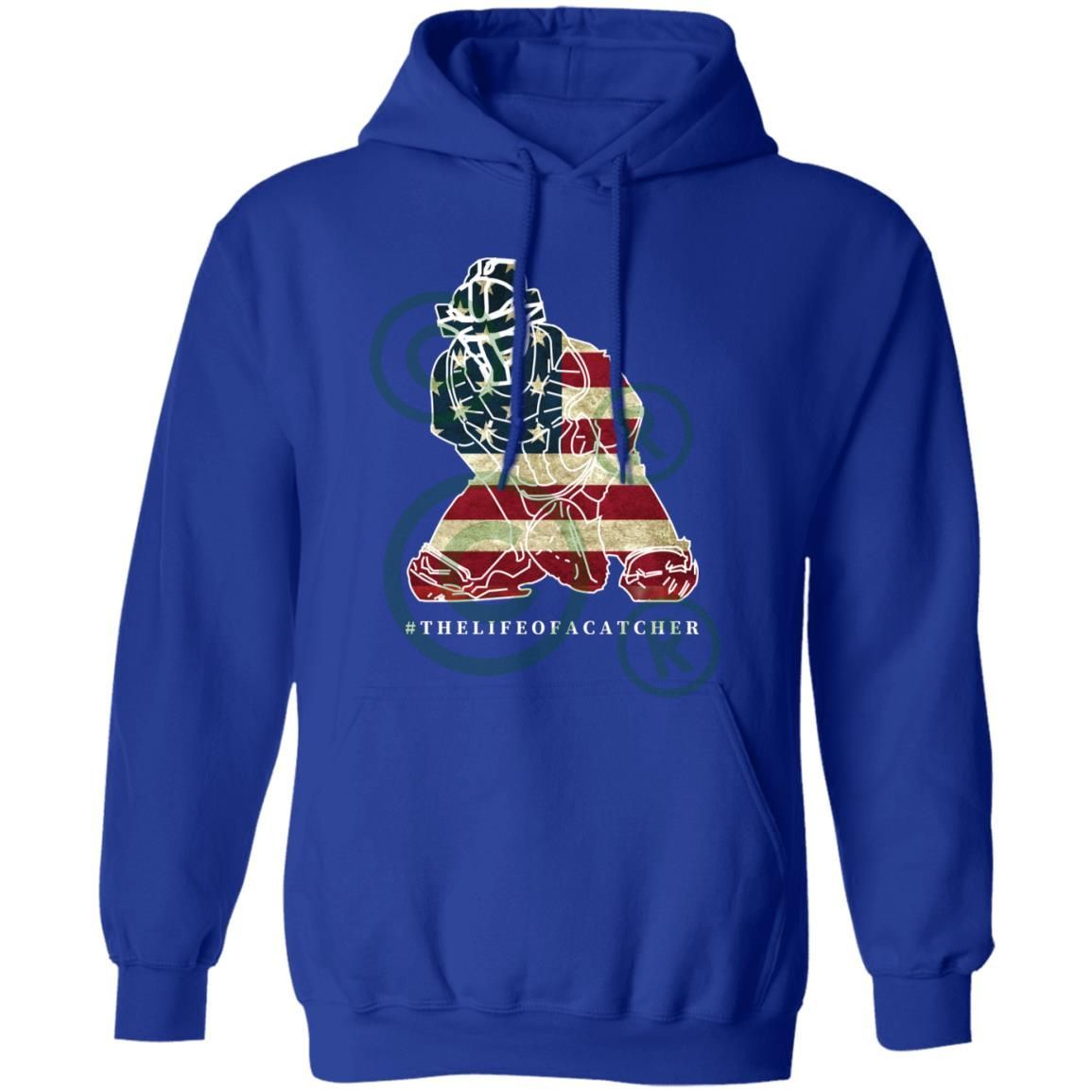 American Flag Catcher Unisex Pullover Hoodie - Royal