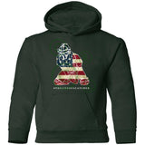 American Flag Catcher Youth Pullover Hoodie Dark Green