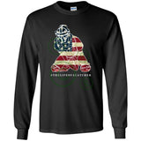 American Flag Catcher Youth Long Sleeve T-Shirt - Black