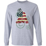 American Flag Catcher Youth Long Sleeve T-Shirt- Grey