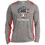 American Flag Mask Unisex Colorblock Performance Long Sleeve T-Shirt - Heather/Red