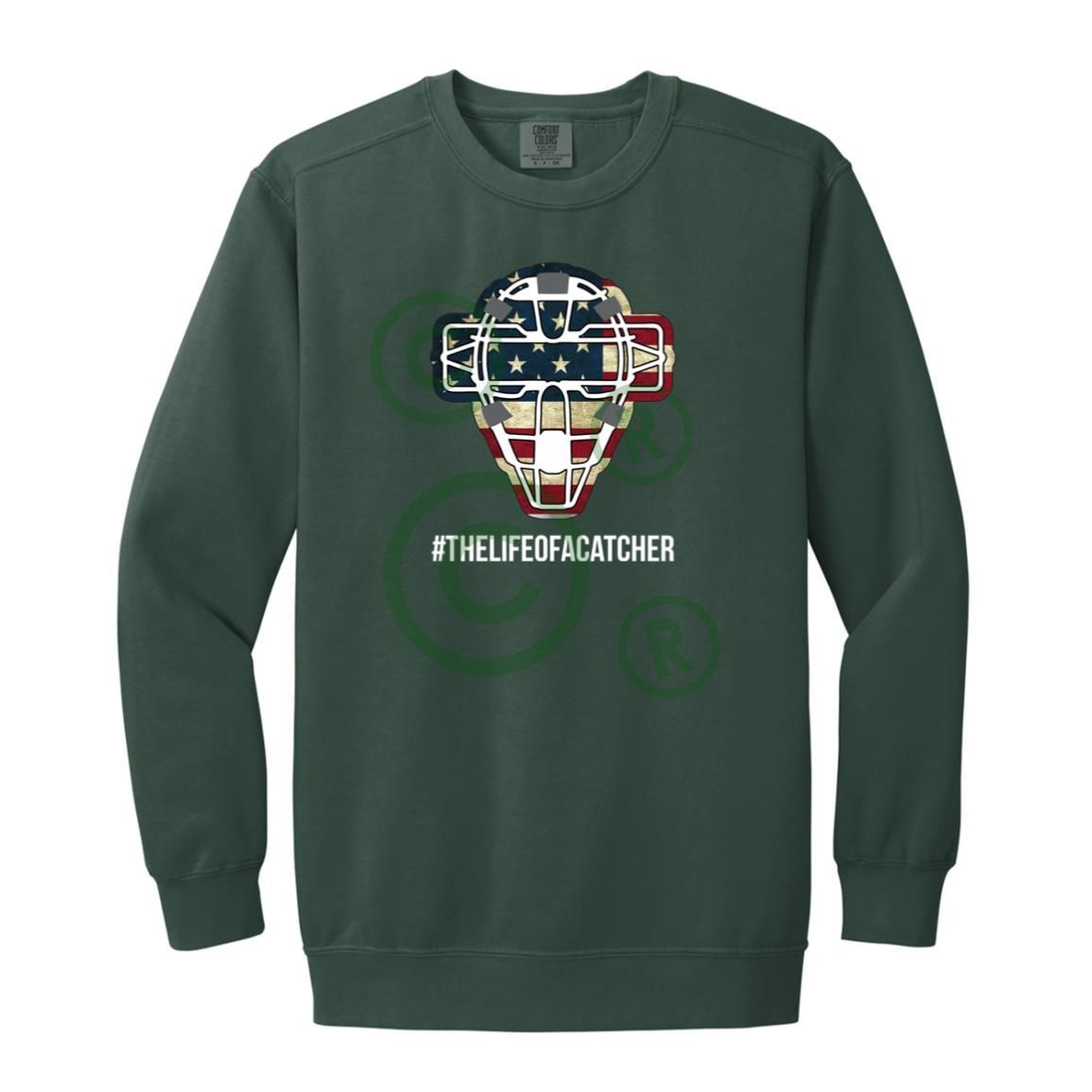 American Flag Mask Unisex Crewneck Sweatshirt - Green