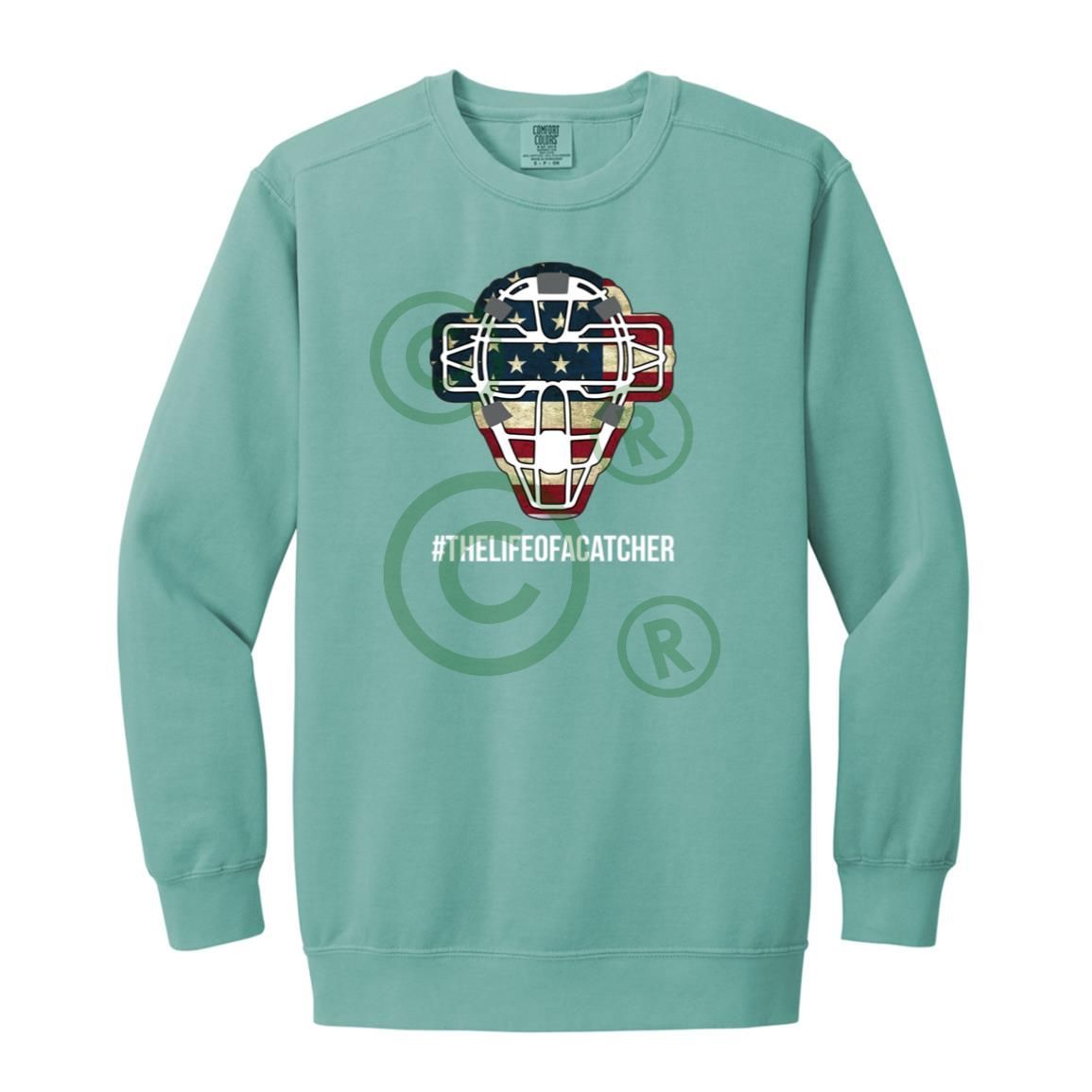 American Flag Mask Unisex Crewneck Sweatshirt - Seafoam