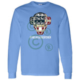 American Flag Mask Unisex Long Sleeve T-Shirt - Carolina Blue