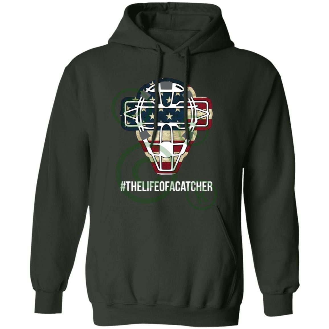 American Flag Mask Unisex Pullover Hoodie - Dark Green