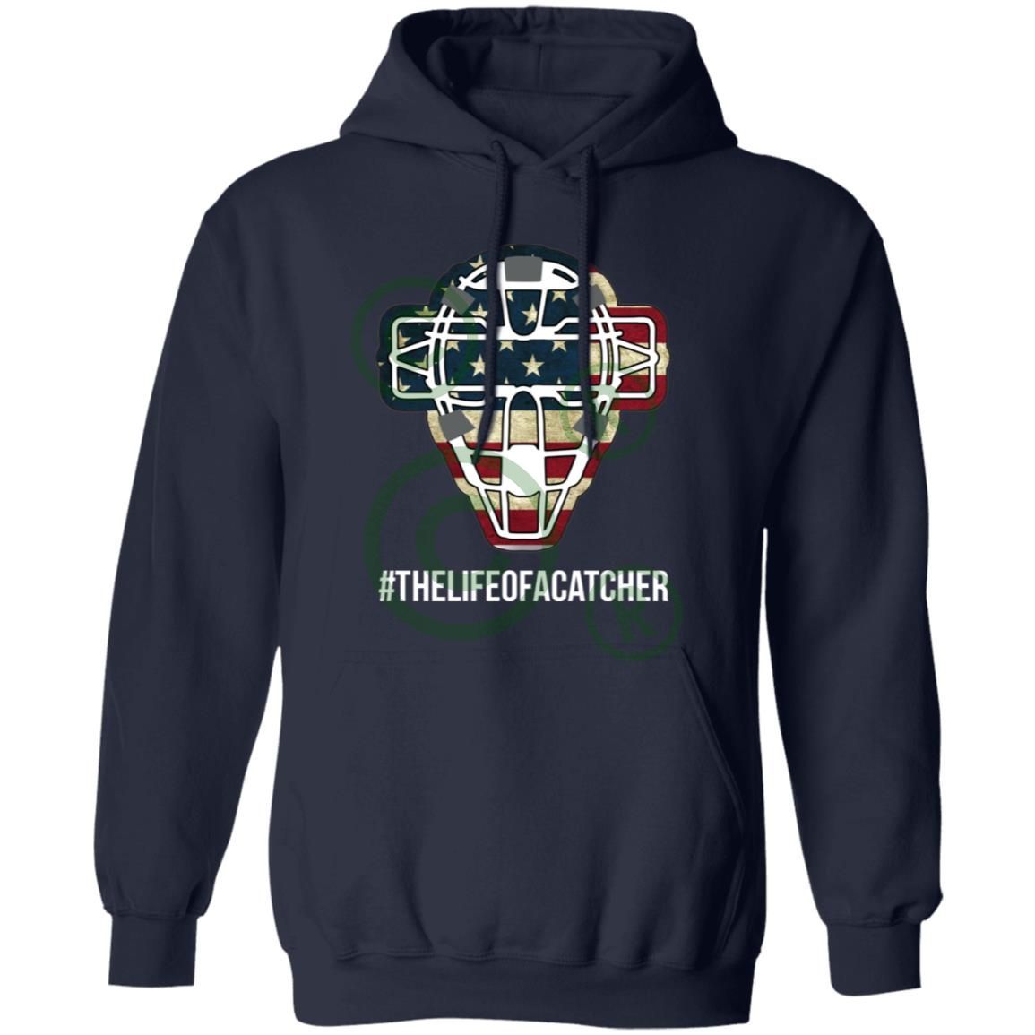 American Flag Mask Unisex Pullover Hoodie - Navy