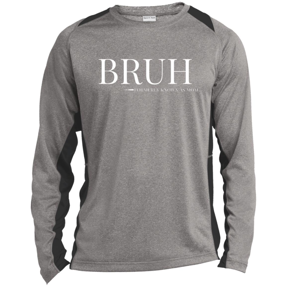 BRUH Unisex Colorblock Performance Long Sleeve T-Shirt - Heather Grey/Black