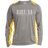 BRUH Unisex Colorblock Performance Long Sleeve T-Shirt - Heather Grey/Gold