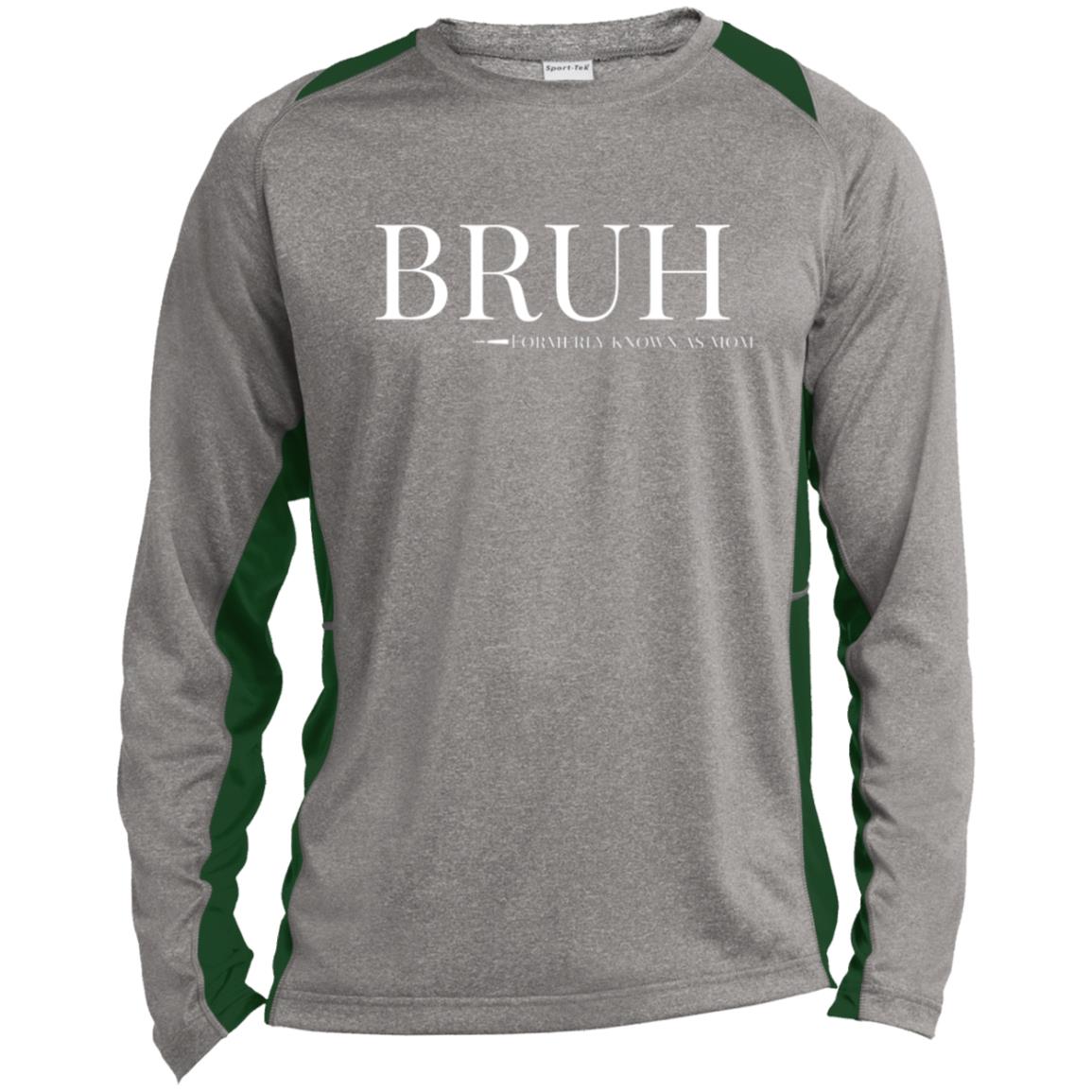 BRUH Unisex Colorblock Performance Long Sleeve T-Shirt - Heather Grey/Green