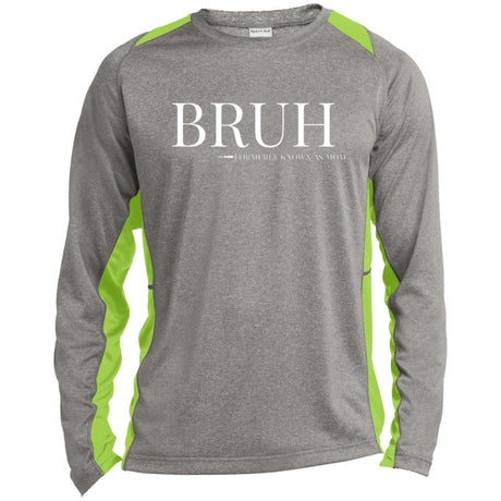 BRUH Unisex Colorblock Performance Long Sleeve T-Shirt - Heather Grey/Lime Shock