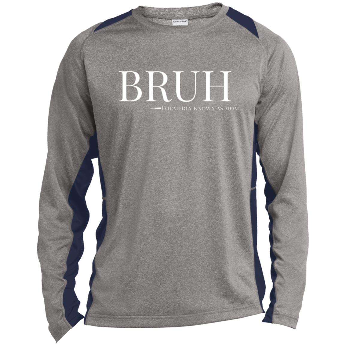 BRUH Unisex Colorblock Performance Long Sleeve T-Shirt - Heather Grey/Navy