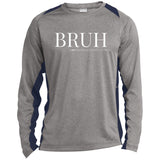 BRUH Unisex Colorblock Performance Long Sleeve T-Shirt - Heather Grey/Navy