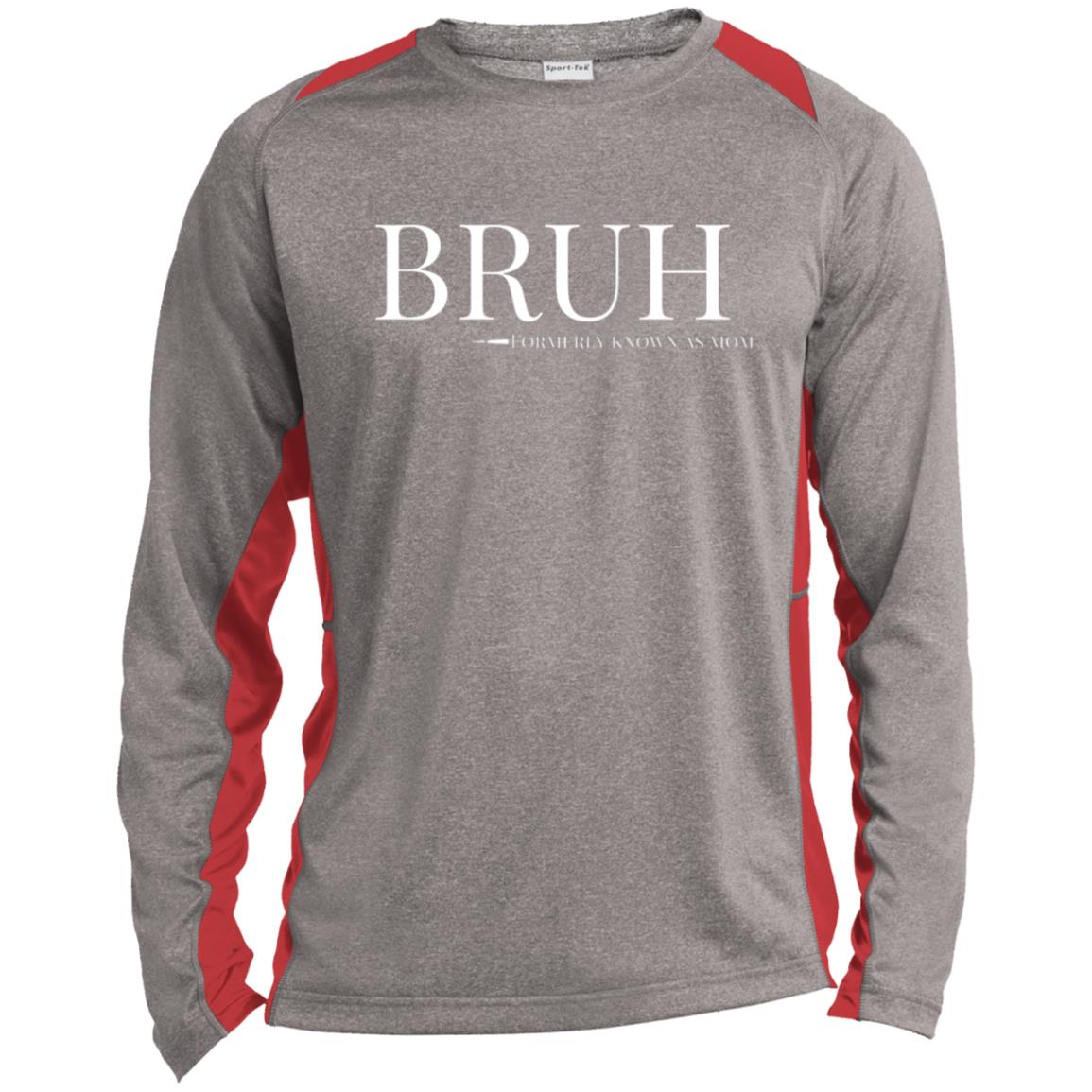 BRUH Unisex Colorblock Performance Long Sleeve T-Shirt - Heather Grey/Red