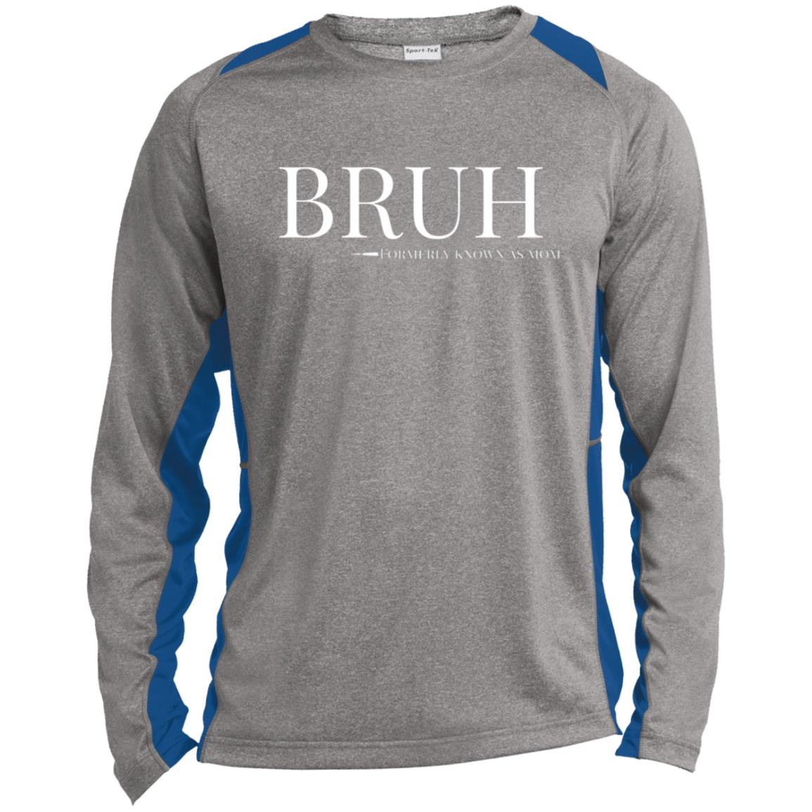 BRUH Unisex Colorblock Performance Long Sleeve T-Shirt - Heather Grey/Royal