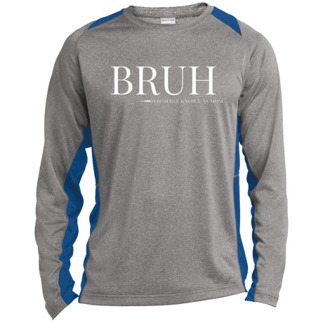 BRUH Unisex Colorblock Performance Long Sleeve T-Shirt - Heather Grey/Royal