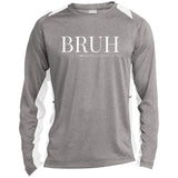 BRUH Unisex Colorblock Performance Long Sleeve T-Shirt - Heather Grey/White