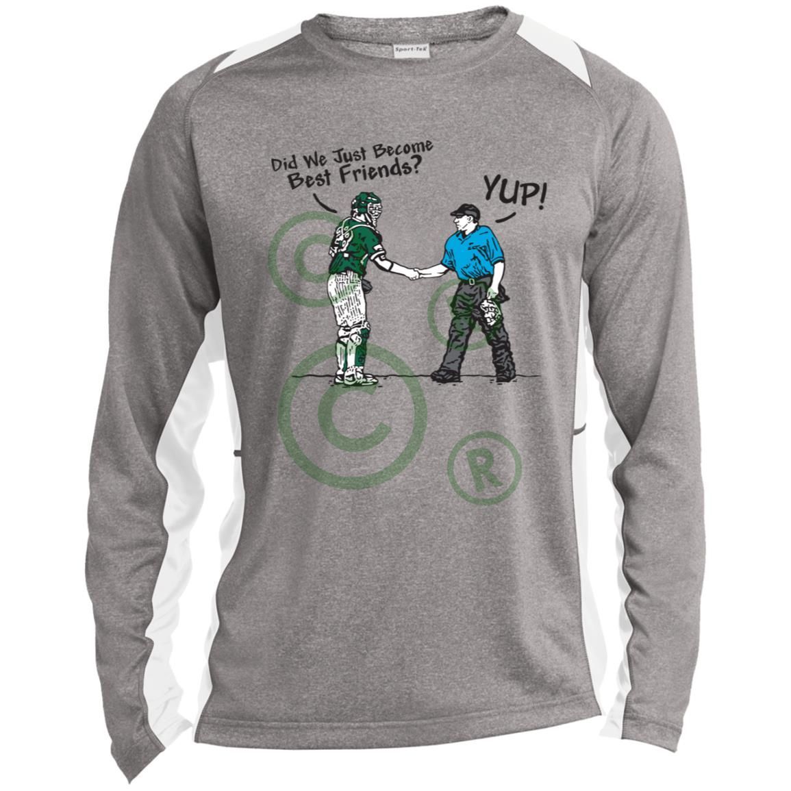 Best Friends - Colorblock Performance Long Sleeve Tee - Vintage Heather/White