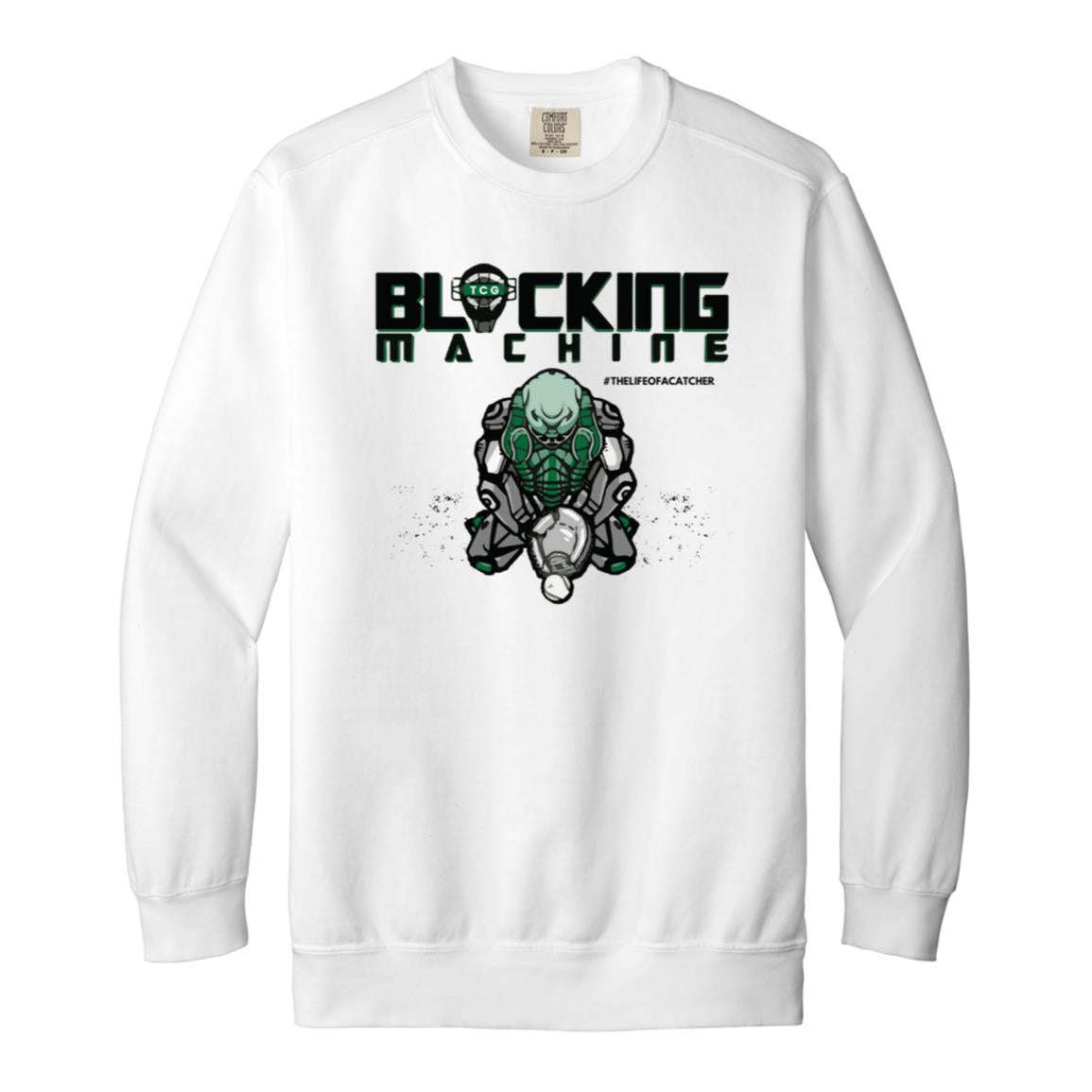 Blocking Machine Unisex Crewneck Sweatshirt - White