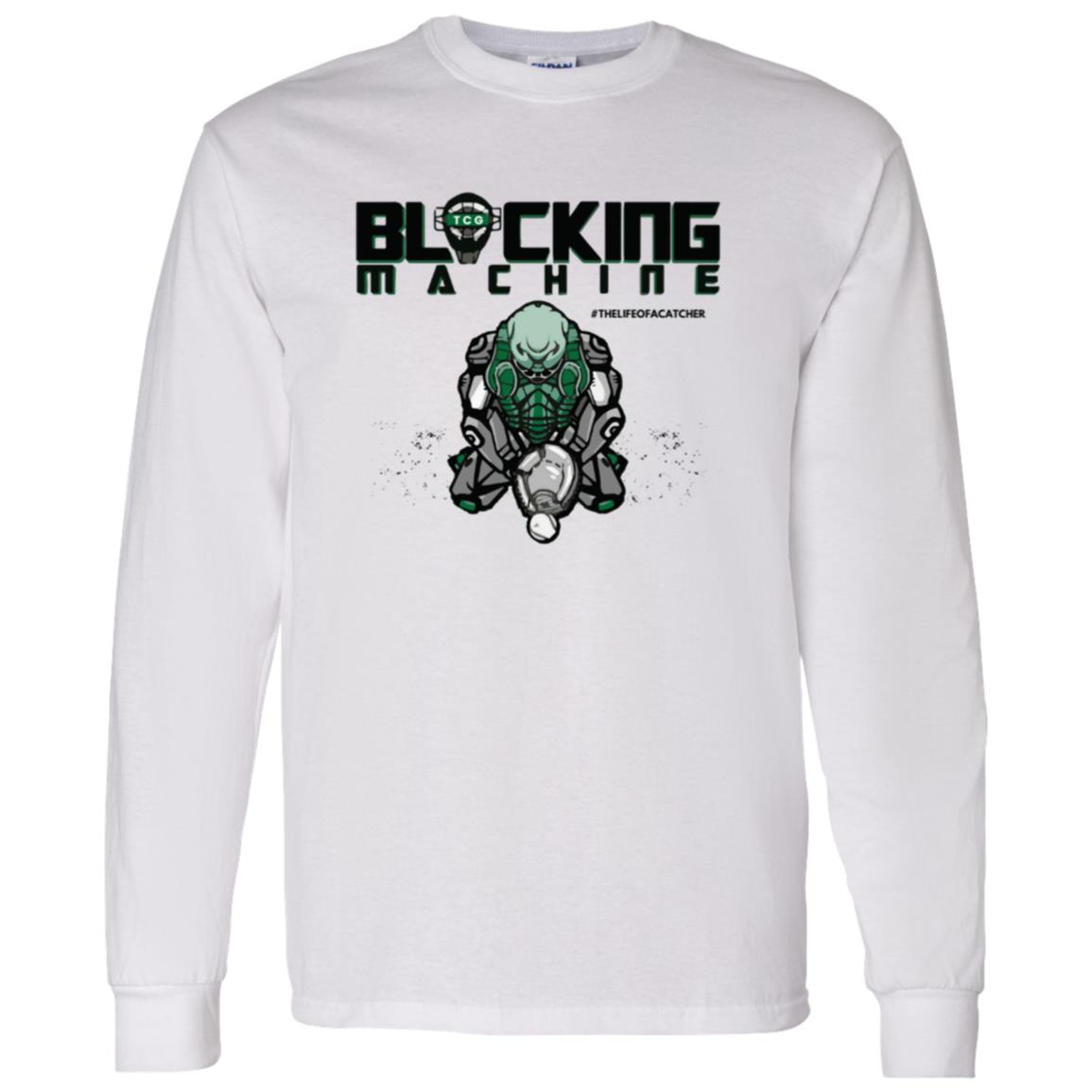 Blocking Machine Unisex Long Sleeve T-Shirt - White