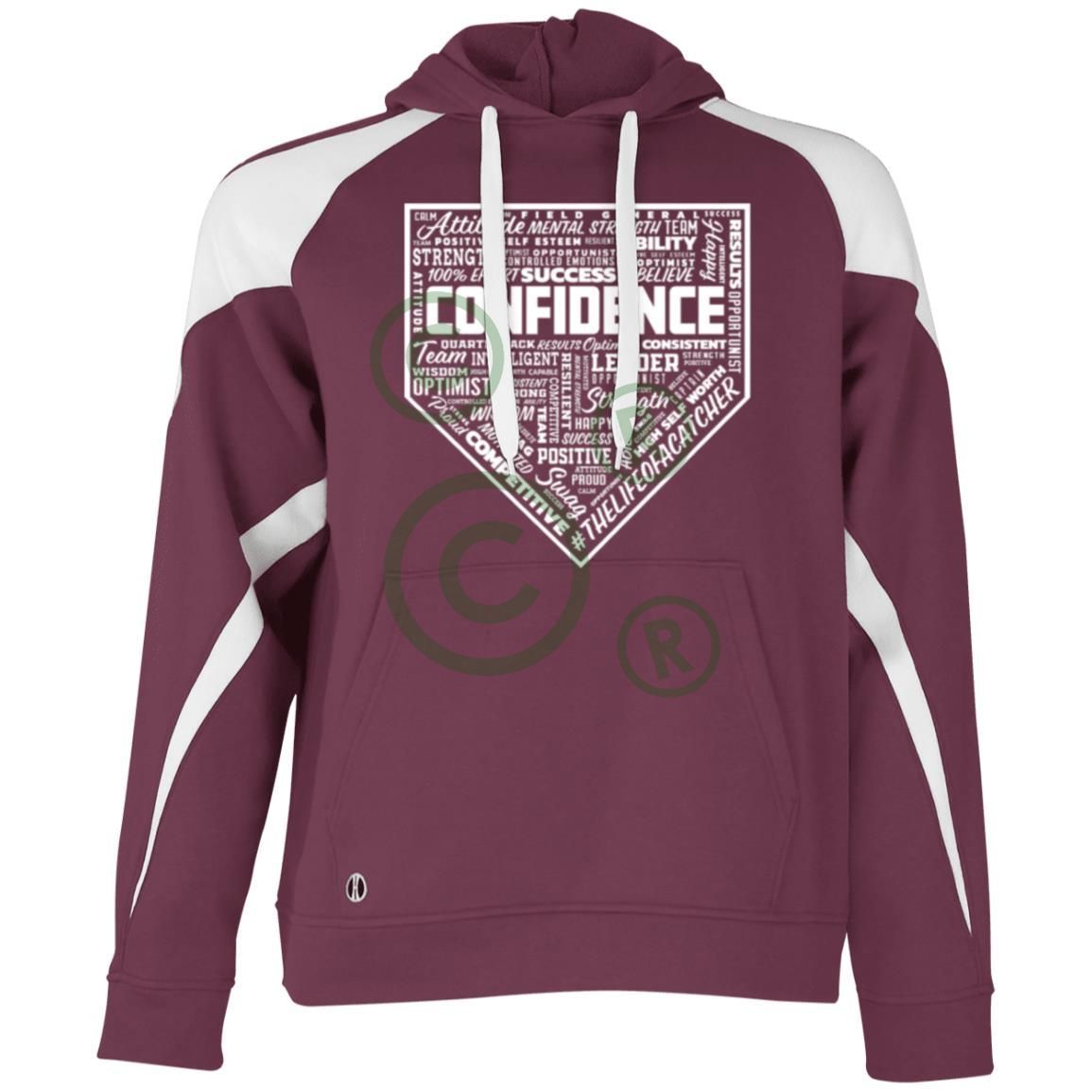 Confidence Unisex Colorblock Fleece Hoodie - Maroon/White