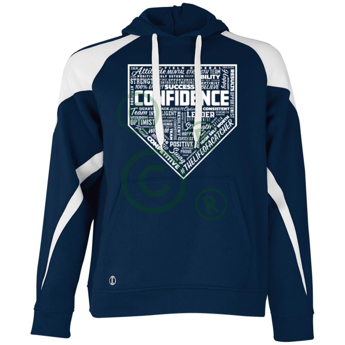 Confidence Unisex Colorblock Fleece Hoodie - Navy/White