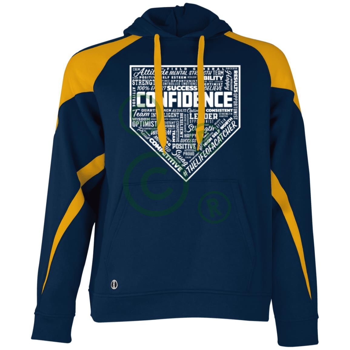 Confidence Unisex Colorblock Fleece Hoodie - Navy/Yellow