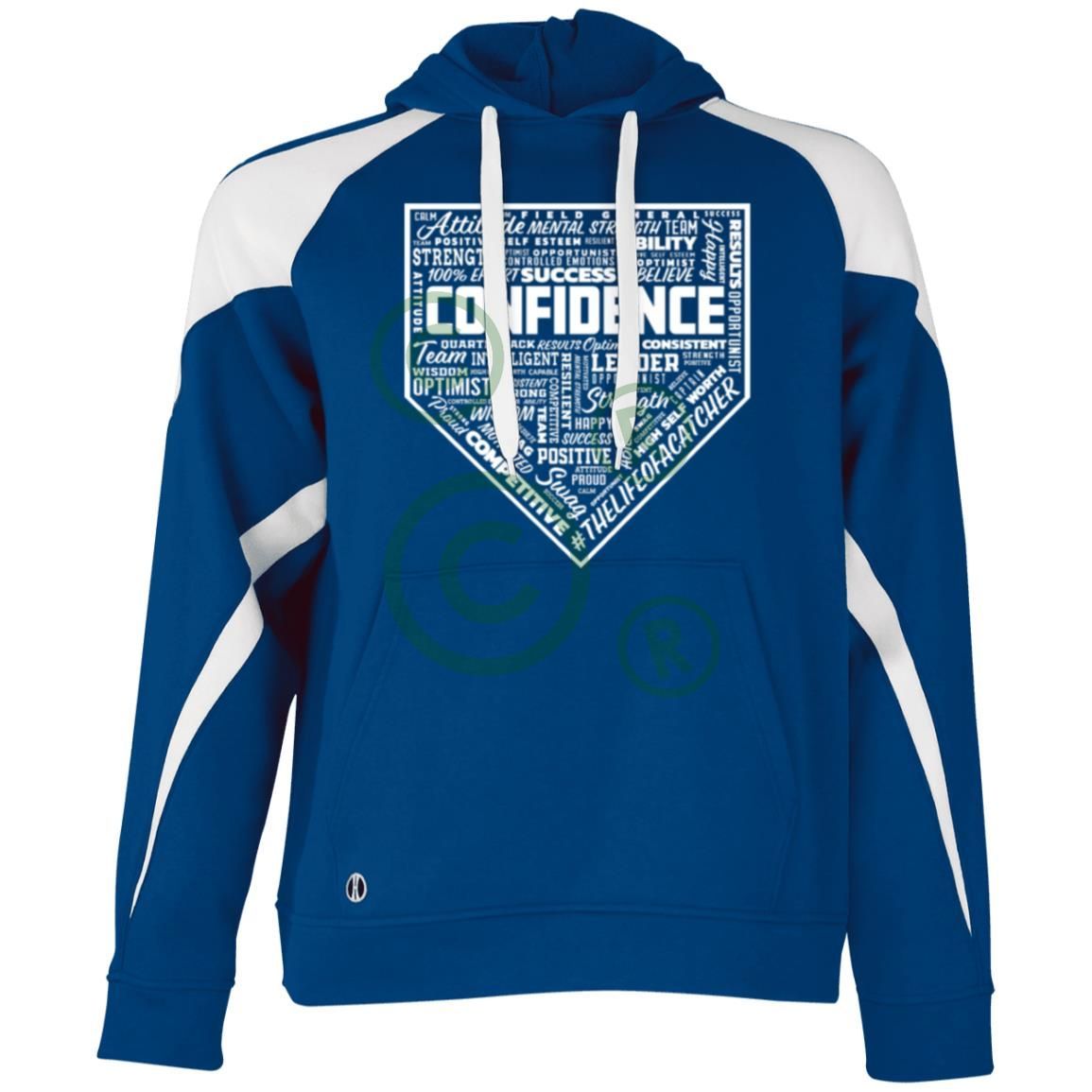 Confidence Unisex Colorblock Fleece Hoodie - Royal/White