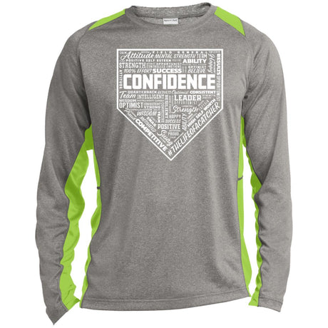 Confidence Unisex Colorblock Performance Long Sleeve T-Shirt - Heather/Lime Green