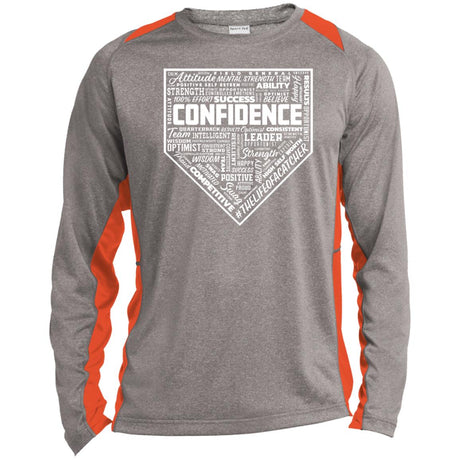 Confidence Unisex Colorblock Performance Long Sleeve T-Shirt - Heather/Orange
