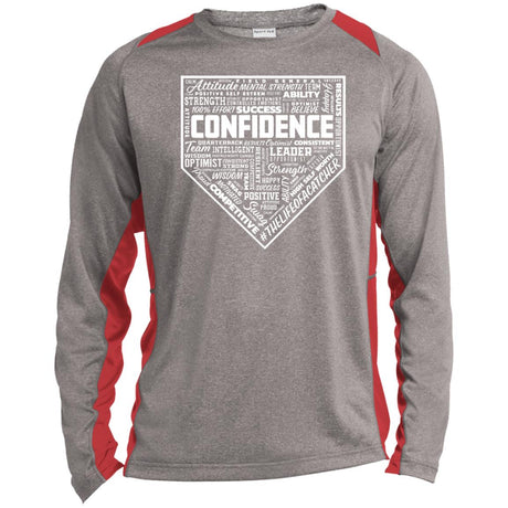 Confidence Unisex Colorblock Performance Long Sleeve T-Shirt - Heather/Red