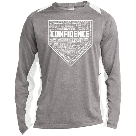 Confidence Unisex Colorblock Performance Long Sleeve T-Shirt - Heather/White