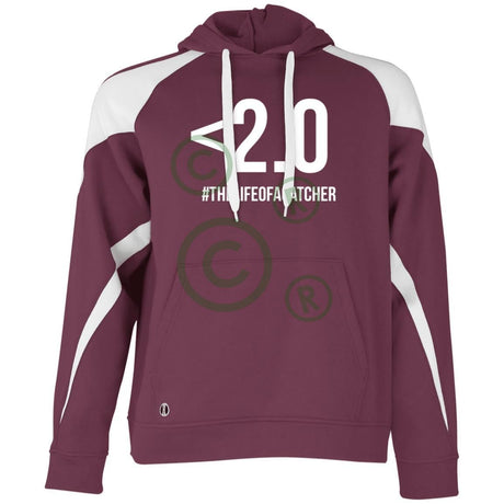 Drop Your Pop <2.0 Unisex Colorblock Fleece Hoodie - Maroon/White