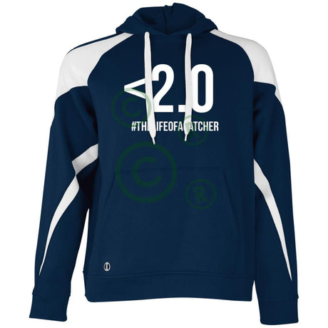 Drop Your Pop <2.0 Unisex Colorblock Fleece Hoodie - Navy/White