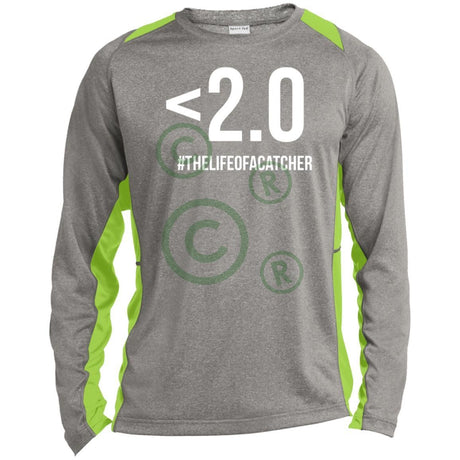 Drop Your Pop <2.0 Unisex Colorblock Performance Long Sleeve T-Shirt - Heather/Lime Shock