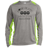 Home Plate Social Club (Baseball) Unisex Colorblock Performance Long Sleeve T-Shirt - Heather Grey/Lime Shock