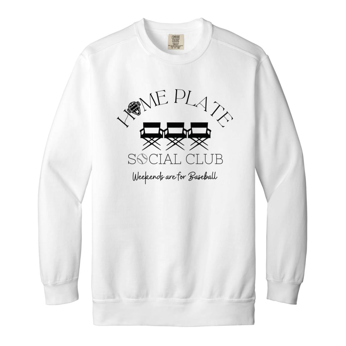 Home Plate Social Club (Baseball) Unisex Crewneck Sweatshirt - White