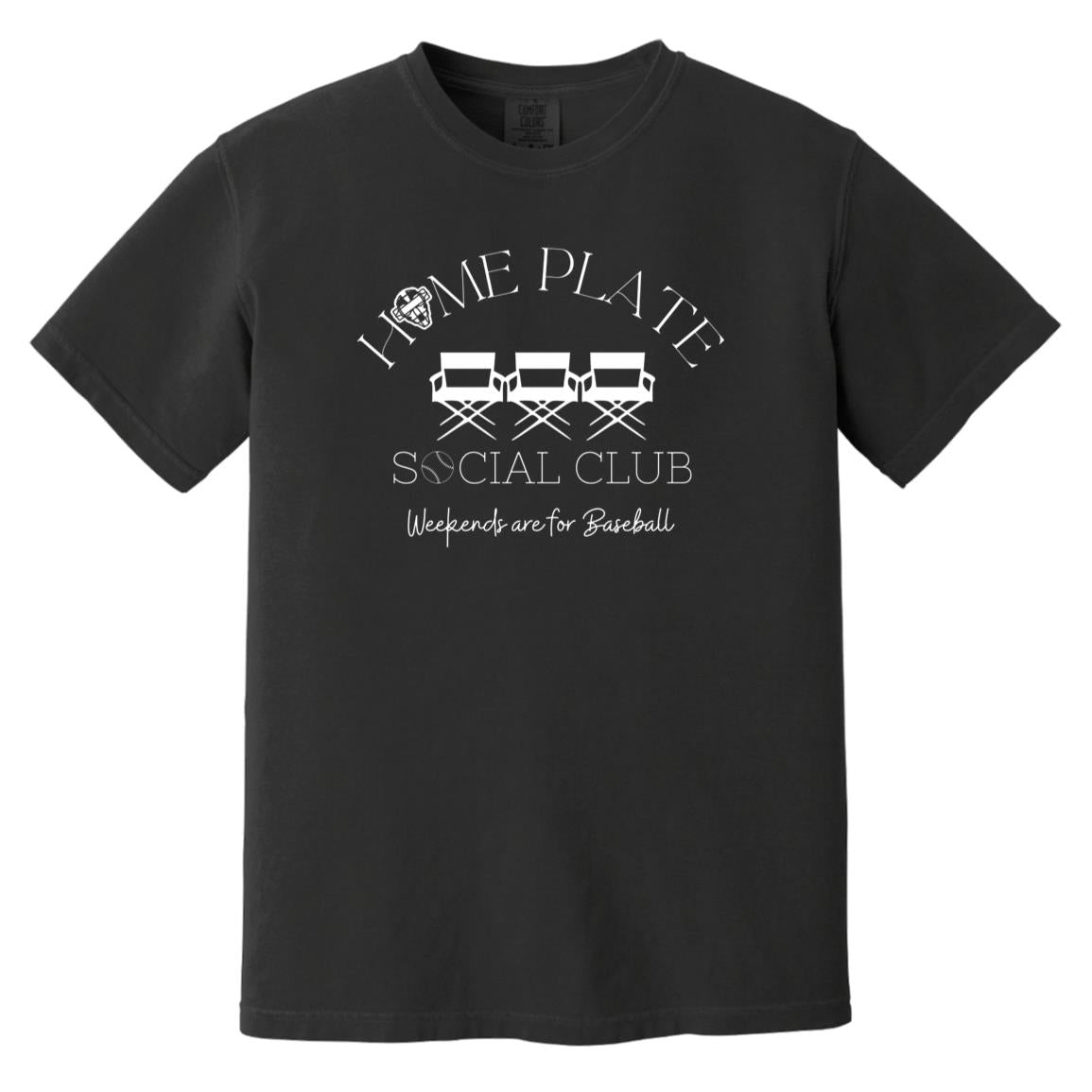 Home Plate Social Club (Baseball) Unisex Heavyweight T-Shirt - Black