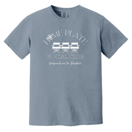 Home Plate Social Club (Baseball) Unisex Heavyweight T-Shirt - Blue Jean