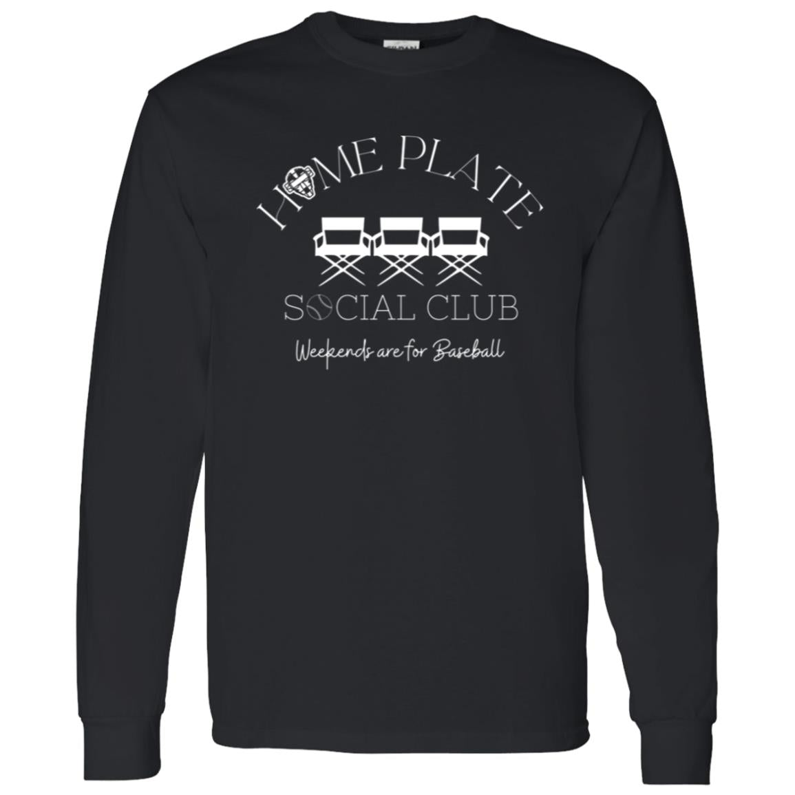 Home Plate Social Club (Baseball) Unisex Long Sleeve T-Shirt - Black