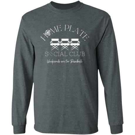 Home Plate Social Club (Baseball) Unisex Long Sleeve T-Shirt - Charcoal Grey