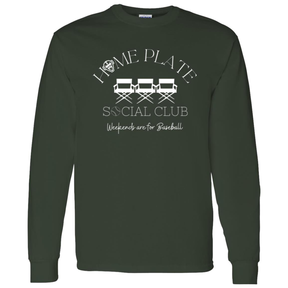 Home Plate Social Club (Baseball) Unisex Long Sleeve T-Shirt - Forest Green